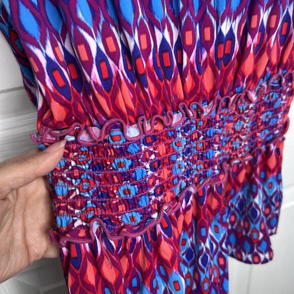 La Blanca Cover Up Dress Kaftan Santorini Tunic Ikat Knotted Sleeve Size Small - Picture 6 of 8